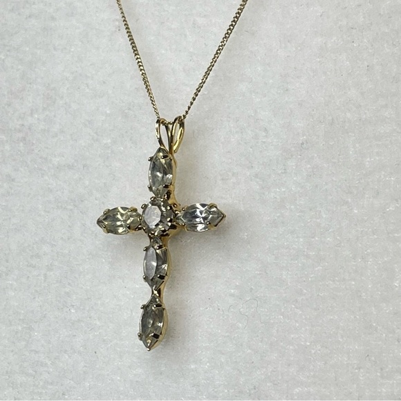 Vintage Gold Over Sterling Chain & Cross Pendant - Picture 7 of 10